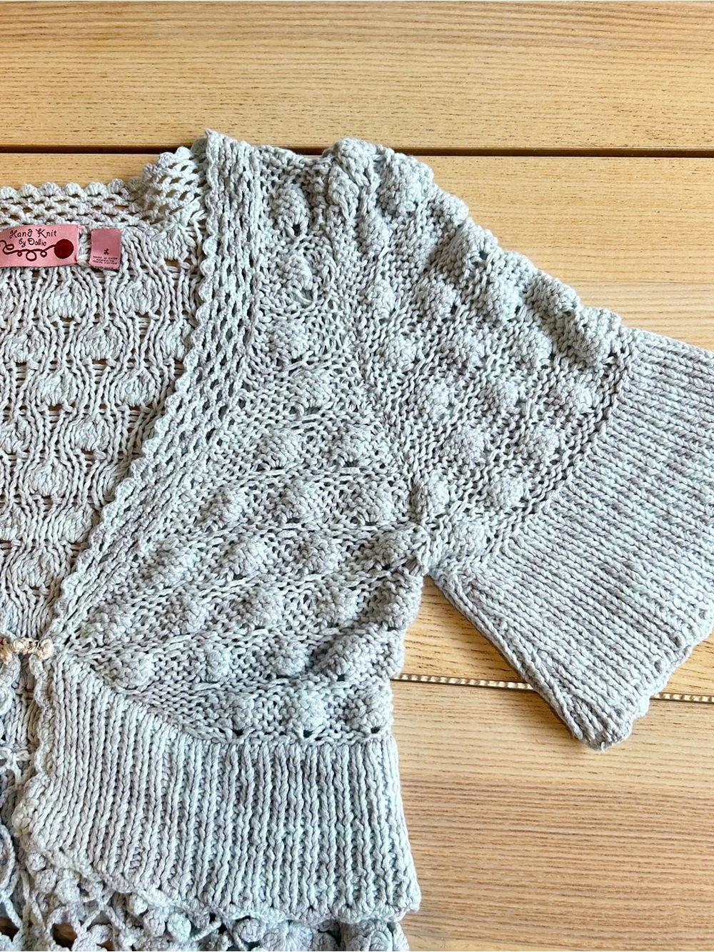 Anthropologie Dollie Hand Knit Crochet Bolero Cropped Cardigan L Shabby Chic